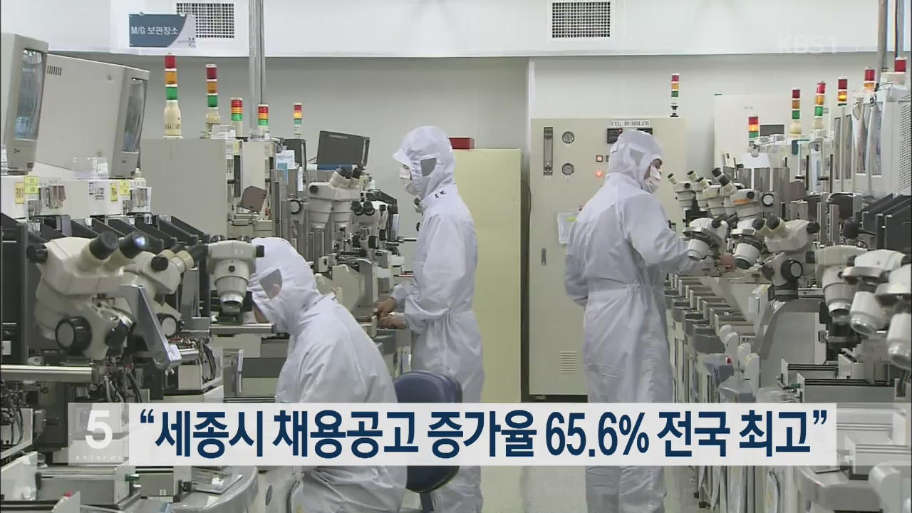 “세종시 채용공고 증가율 65.6% 전국 최고”
