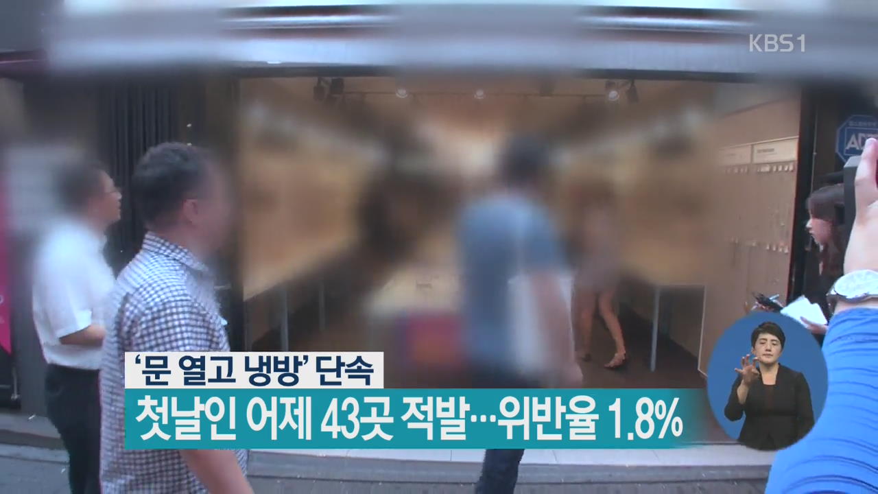 ‘문 열고 냉방’ 단속, 첫날인 어제 43곳 적발…위반율 1.8%