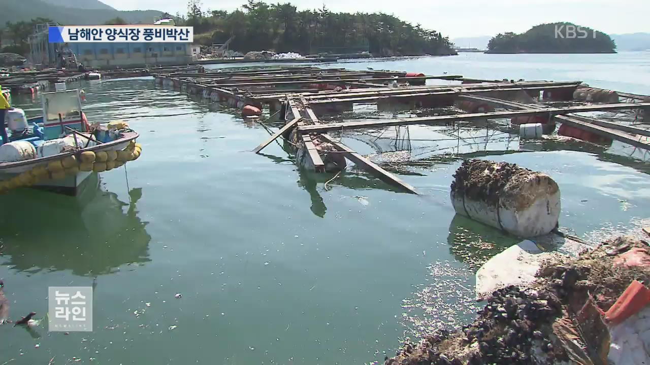 ‘찢겨진 그물’ 남해안 양식장 풍비박산