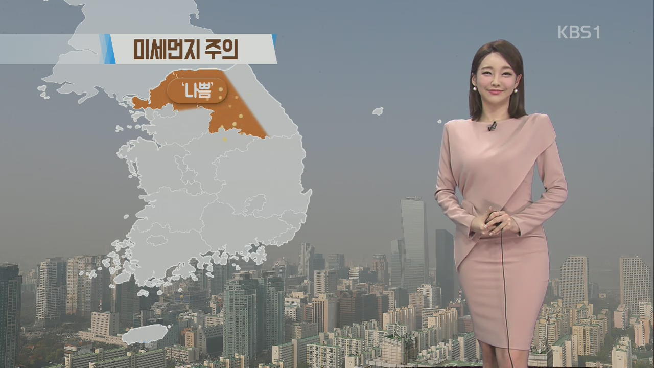 내륙 오후 한때 비, 경기북부·영서 미세먼지 남아