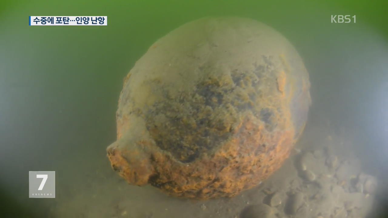 한강철교 아래 물 속에서 한국전쟁 당시 포탄 발견