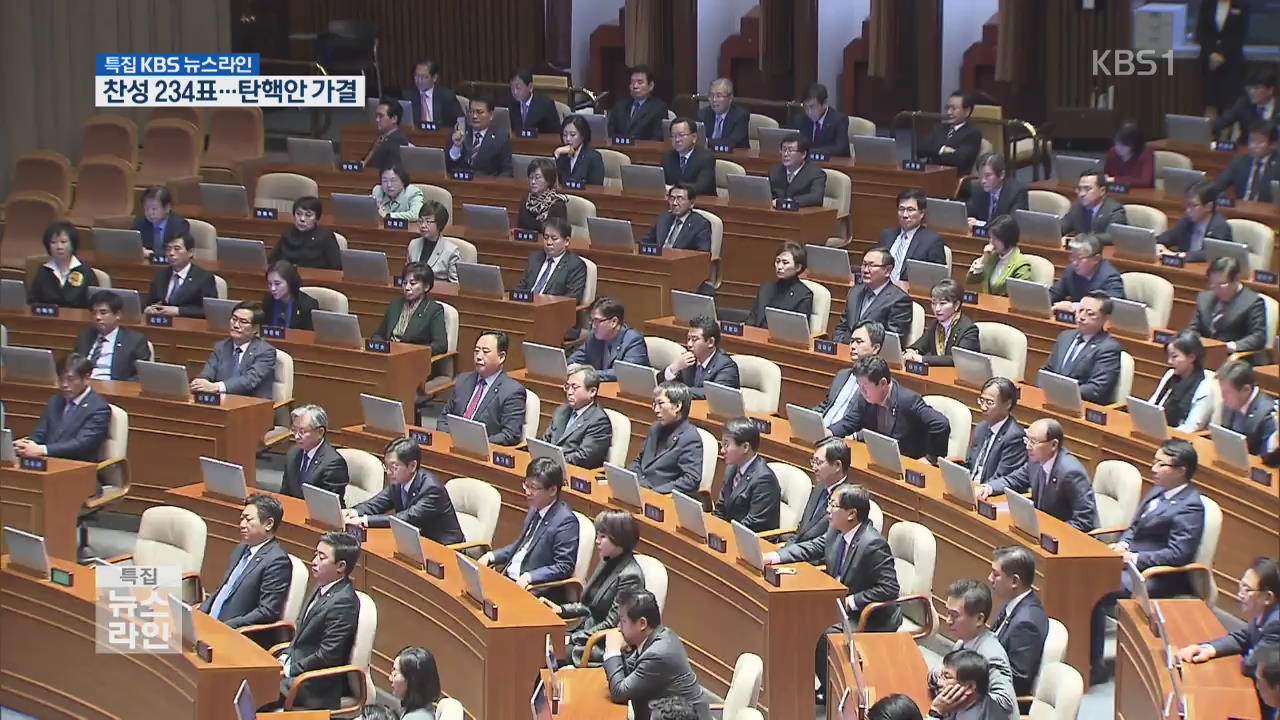 찬성 234표…박 대통령 탄핵안 가결