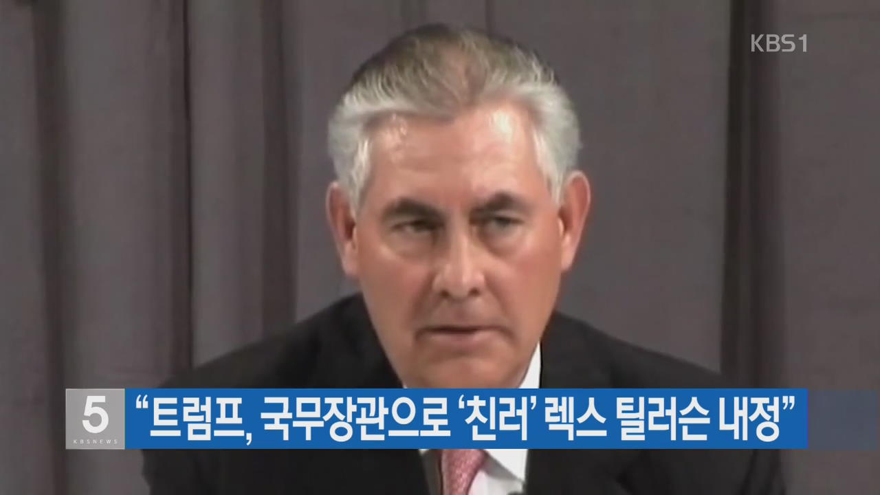 “트럼프, 국무장관으로 ‘친러’ 렉스 틸러슨 내정”