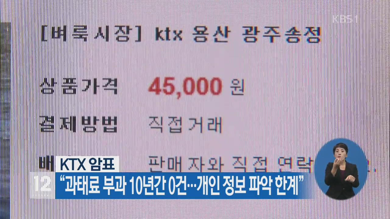 KTX 암표 “과태료 부과 10년간 0건 … 개인 정보 파악 한계”