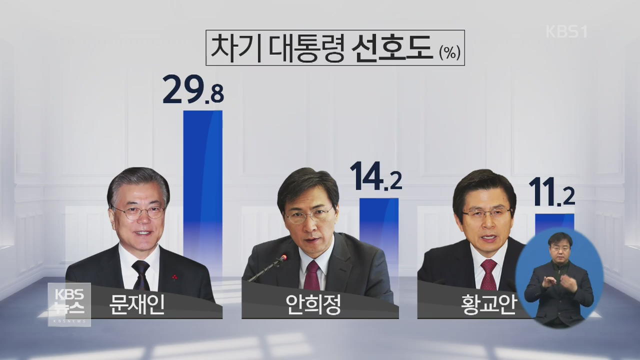 대선 여론조사…문재인 29.8% 선두