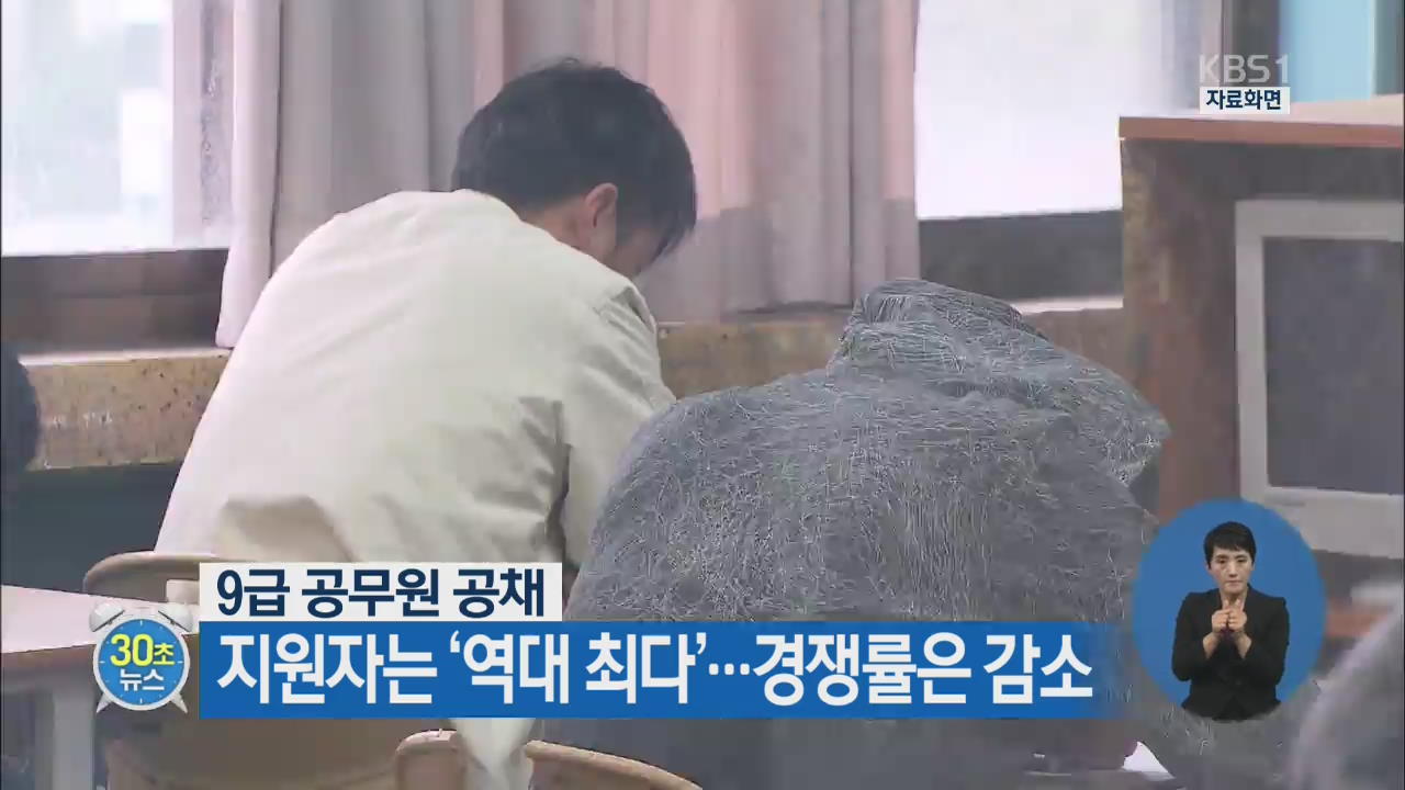 [30초 뉴스] 9급 공무원 공채, 지원자는 ‘역대 최다’…경쟁률은 감소