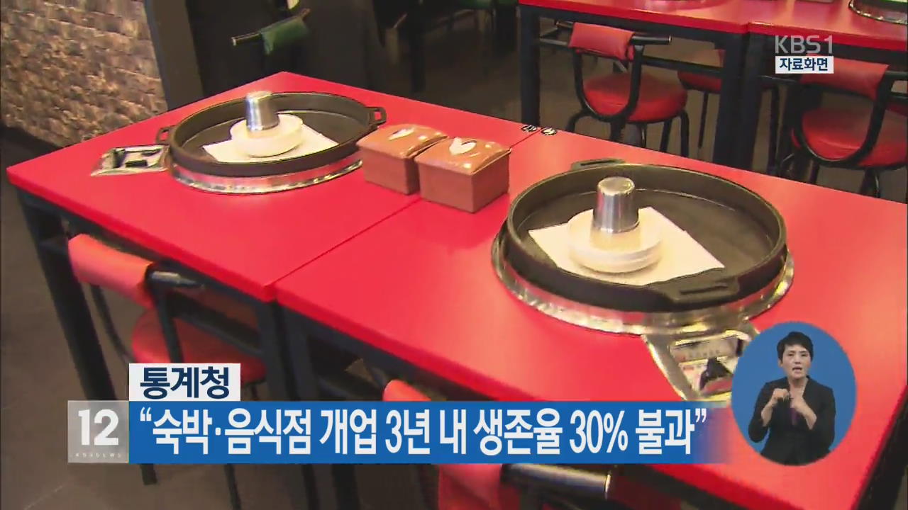 “숙박·음식점 개업 3년 내 생존율 30% 불과”