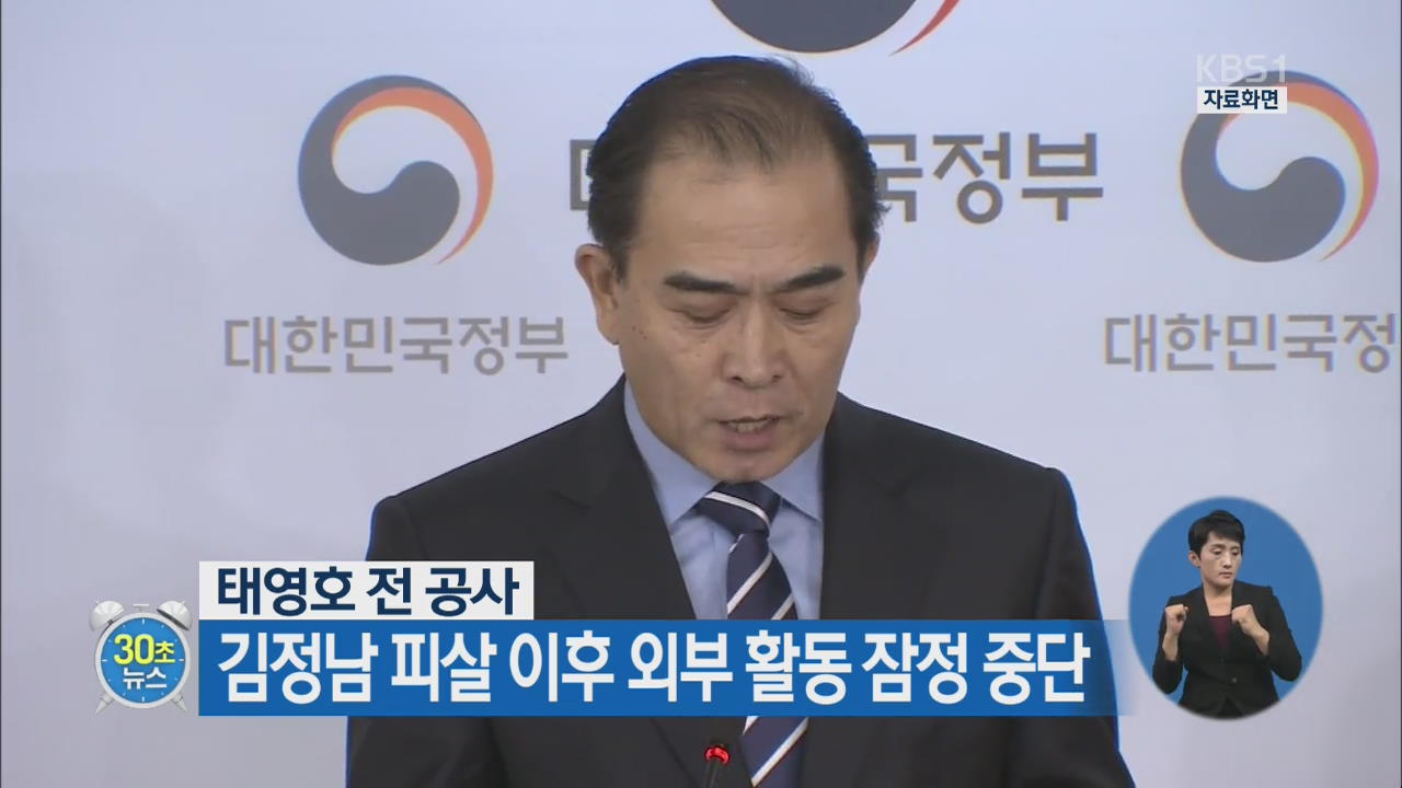 [30초 뉴스] 태영호, 김정남 피살 이후 외부 활동 잠정 중단