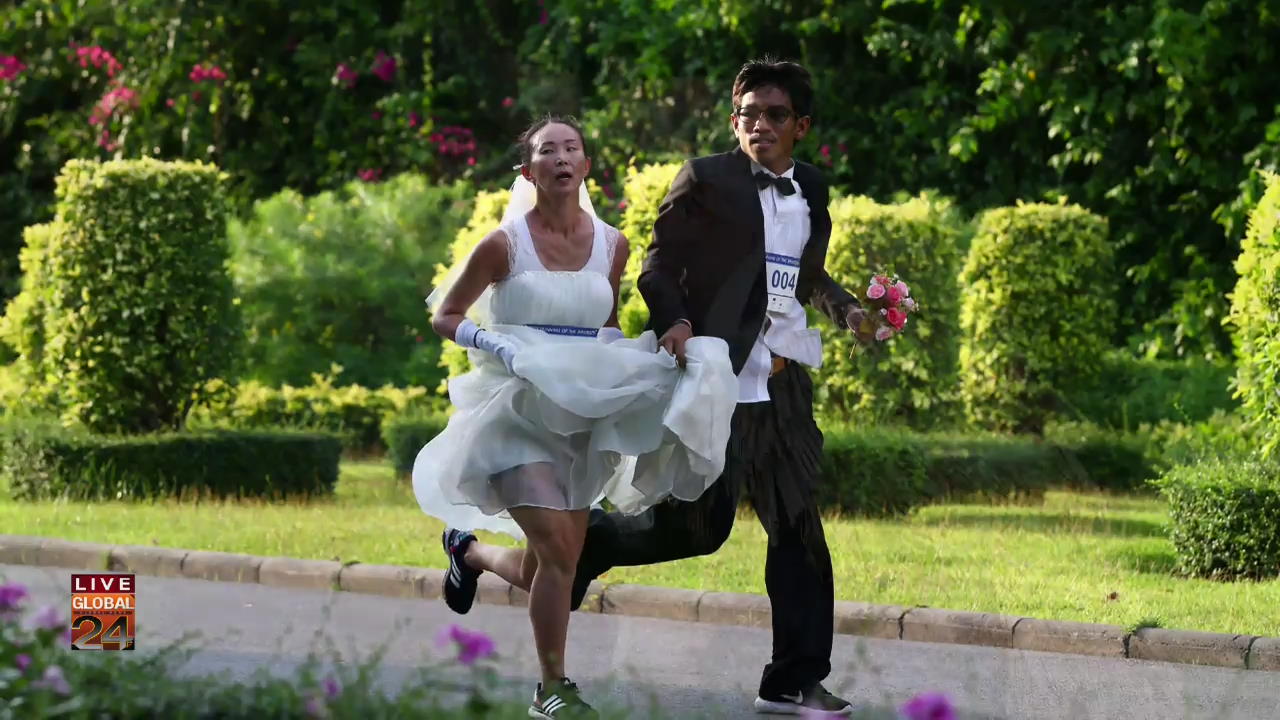 [글로벌24 사진] ‘결혼은 어려워’ 태국, 신부 달리기 대회 외