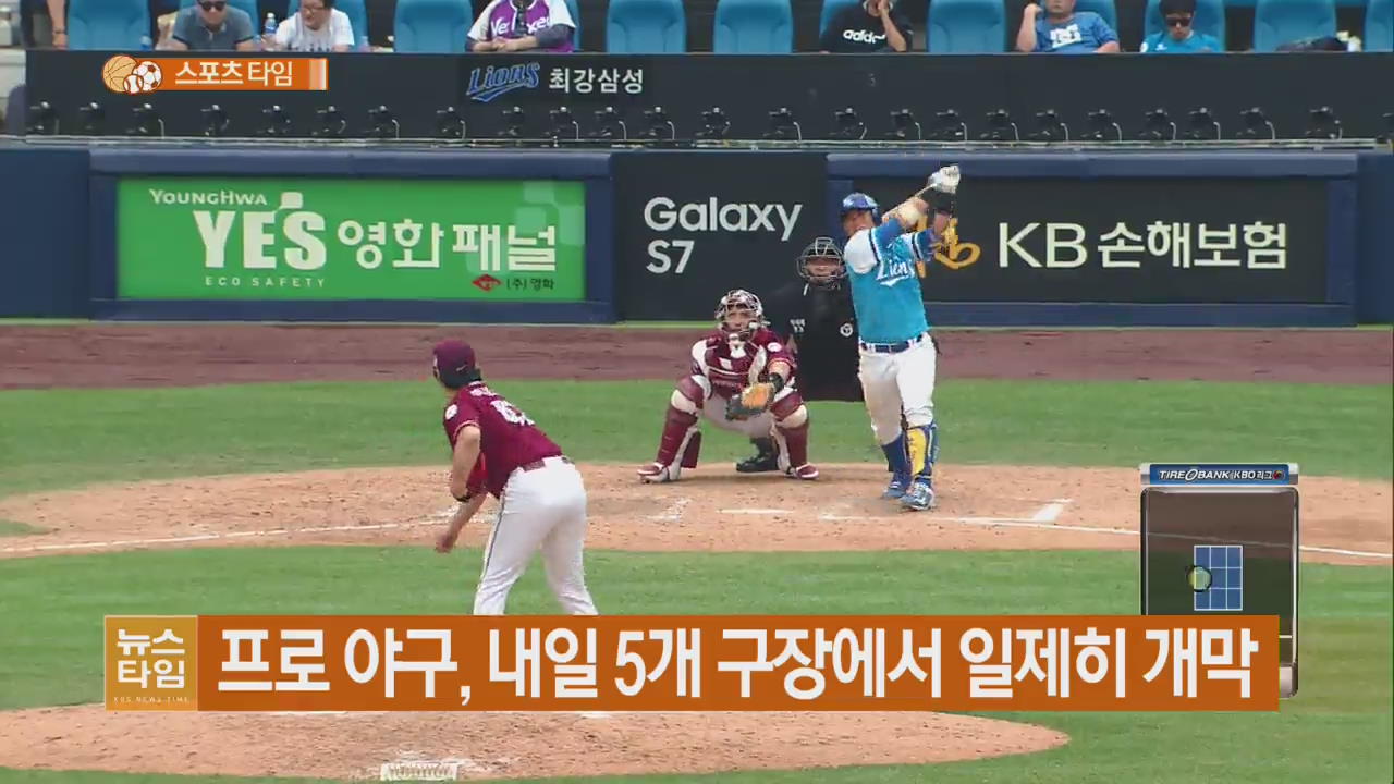 프로 야구, 내일 5개 구장에서 일제히 개막