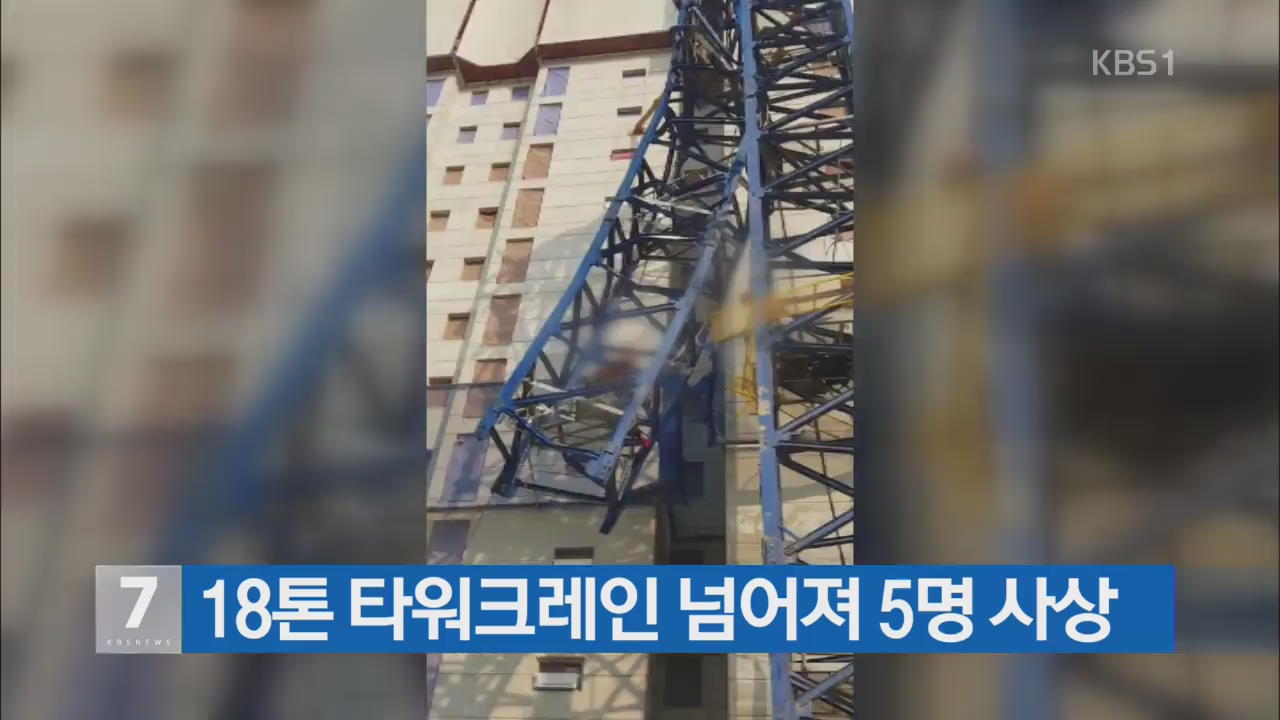 18톤 타워크레인 넘어져 5명 사상
