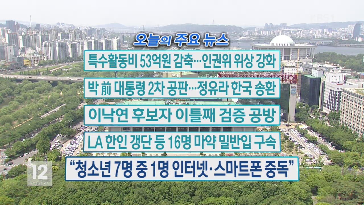 [오늘의 주요뉴스] 특수활동비 53억원 감축…인권위 위상 강화 외