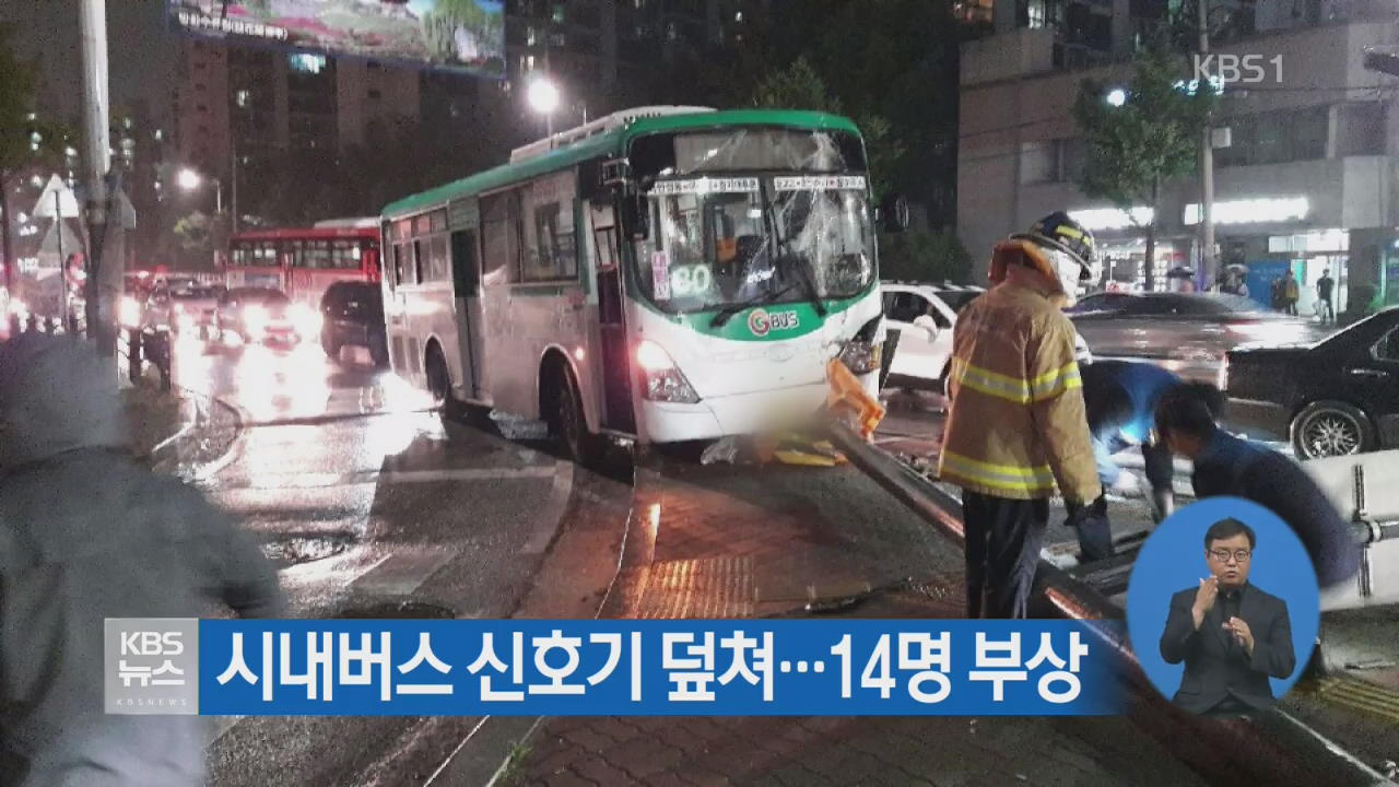 시내버스 신호기 덮쳐…14명 부상