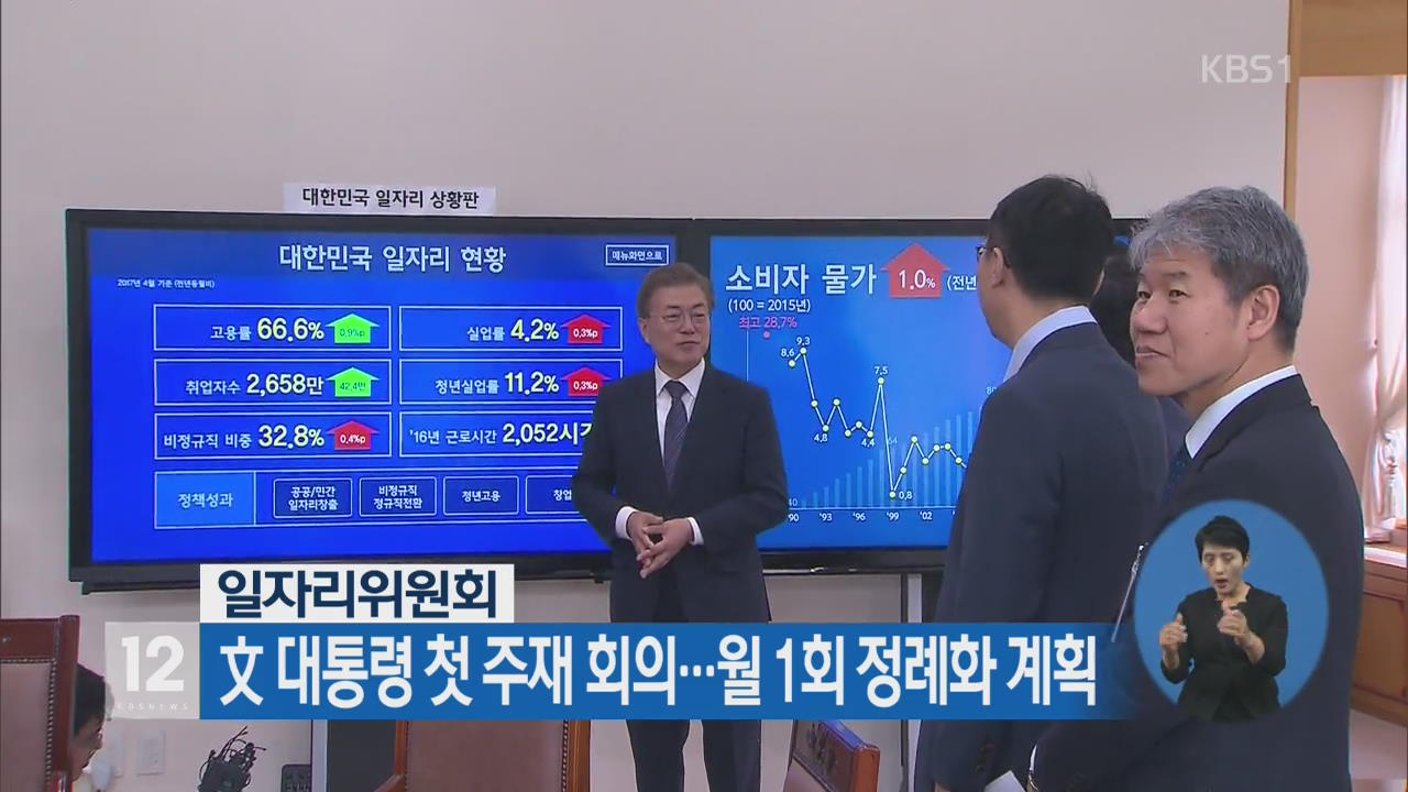 文 대통령 첫 주재 일자리 위원회 회의…월 1회 정례화 계획