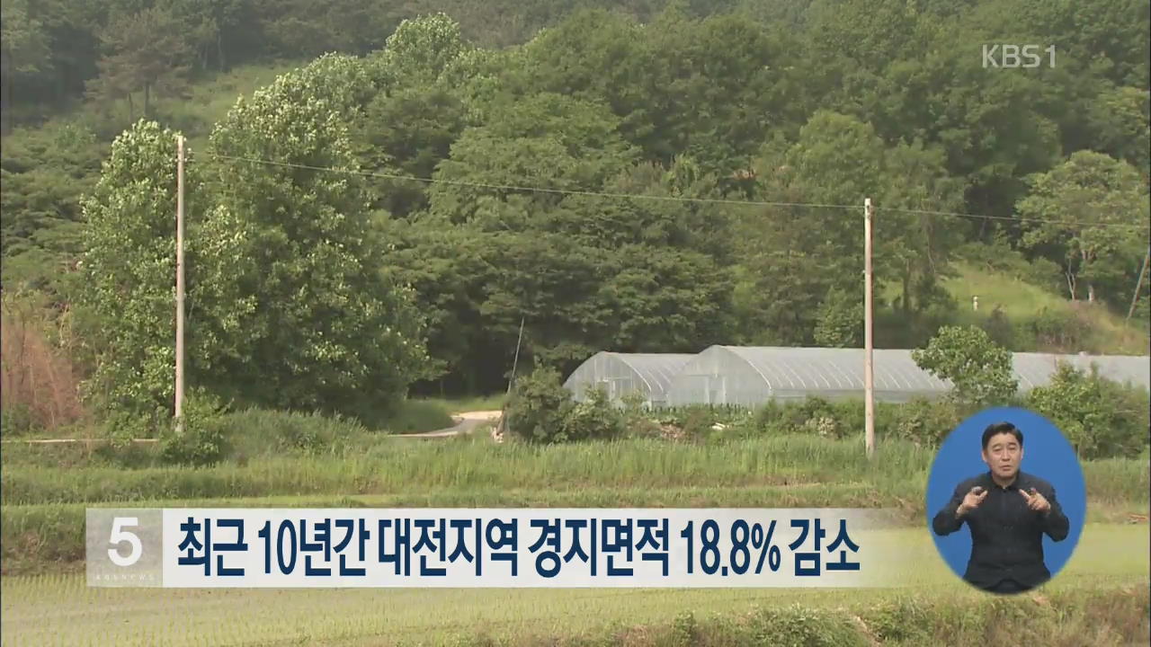 최근 10년간 대전지역 경지면적 18.8% 감소