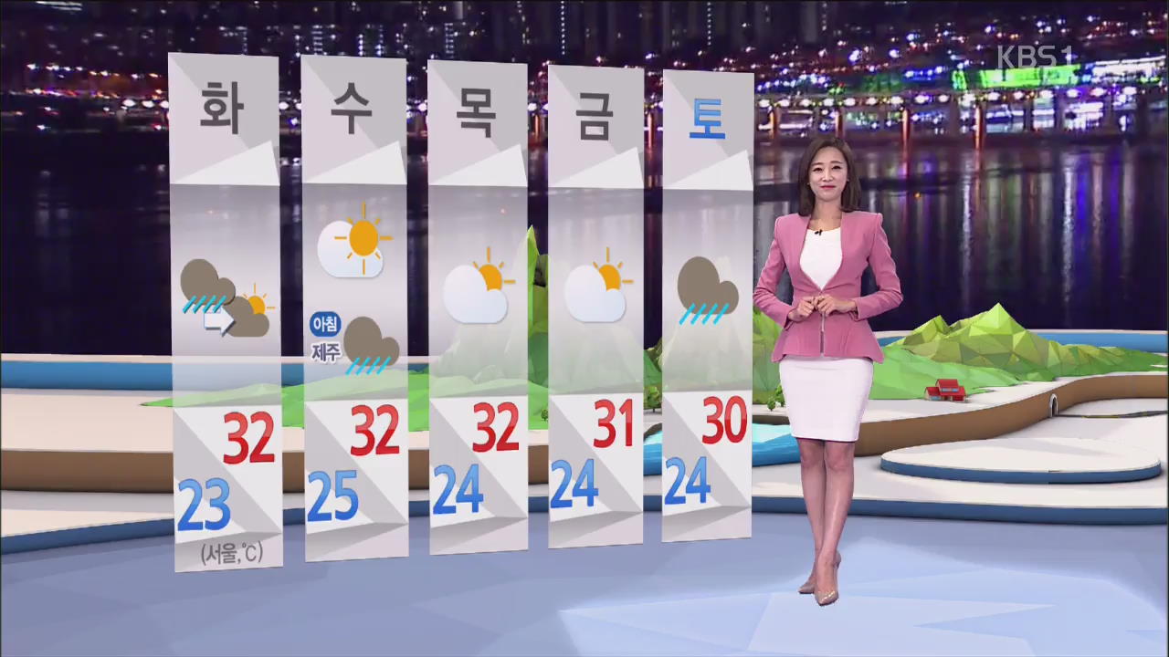 내일 아침부터 비 그쳐, 낮 30도 웃도는 무더위