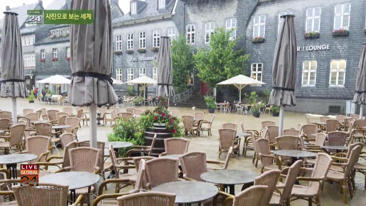 [글로벌24 사진] 독일, 폭우에 텅 빈 레스토랑 외