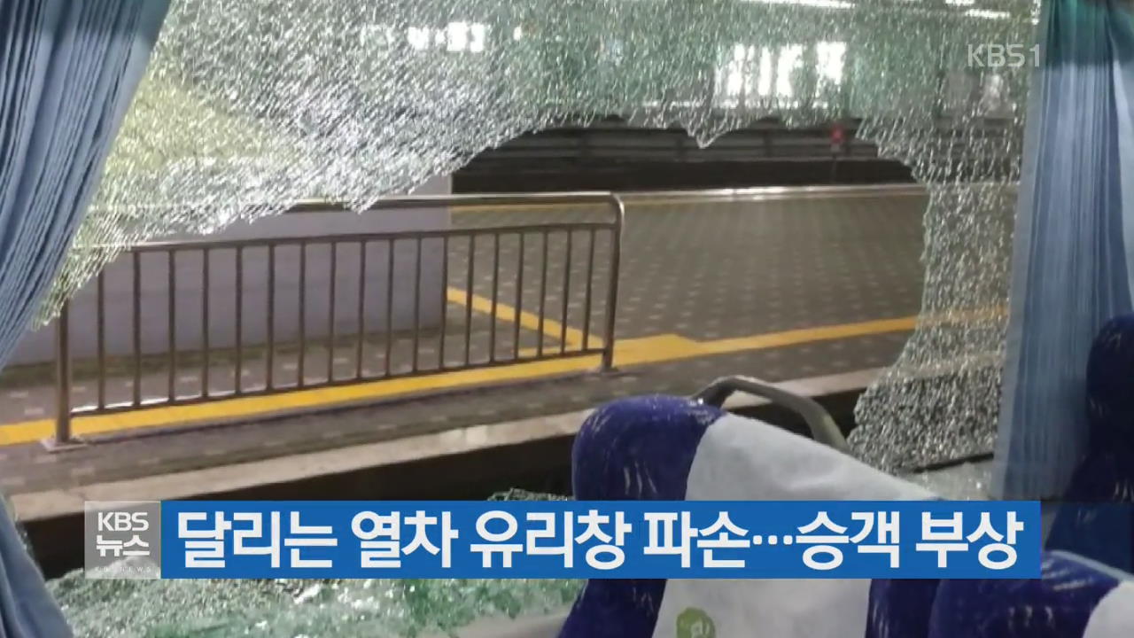 달리는 열차 유리창 파손…승객 부상