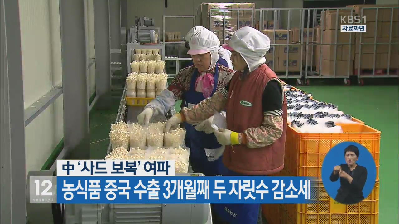 中 ‘사드 보복’ 여파…농식품 중국 수철 3개월째 두 자릿수 감소세