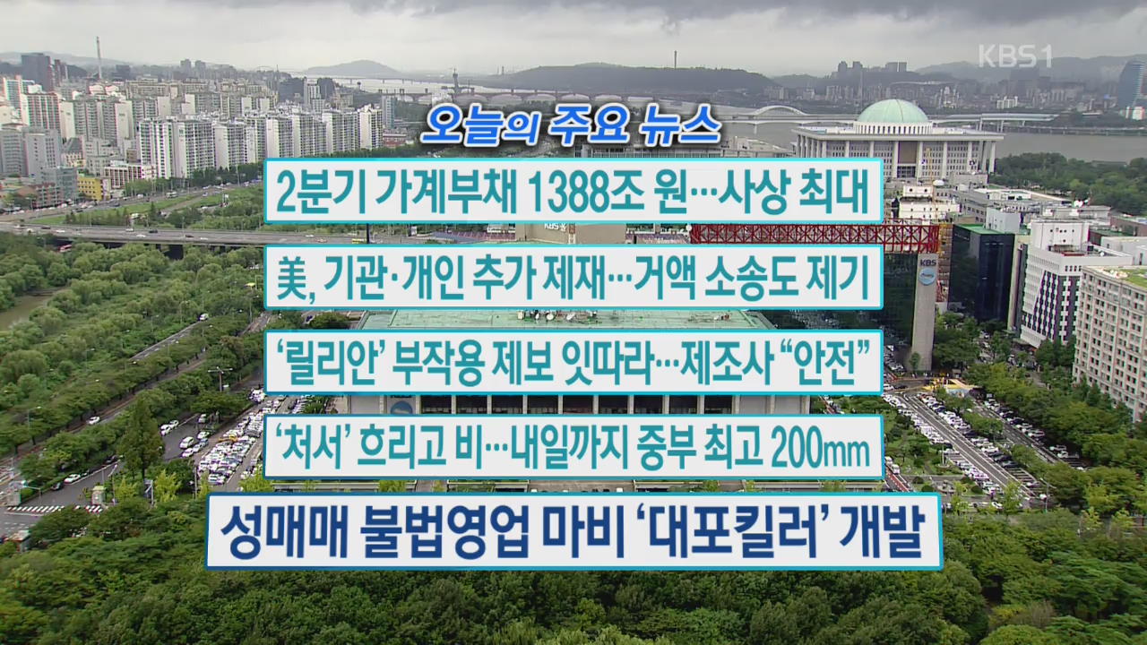 [오늘의 주요뉴스] 2분기 가계부채 1388조 원…사상 최대 외