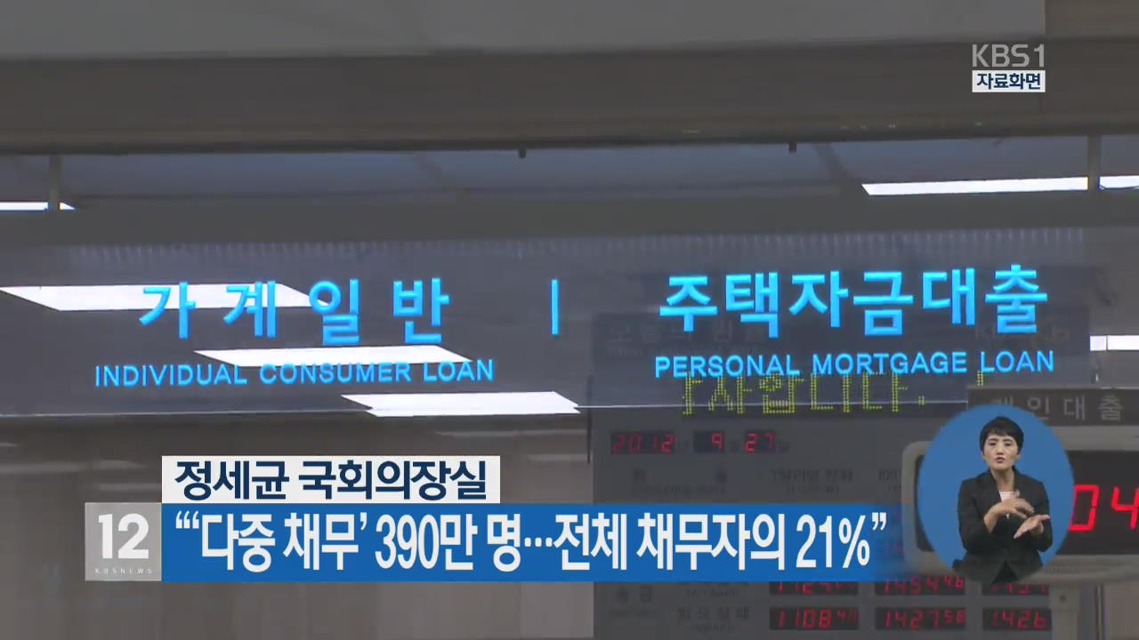 “‘다중 채무’ 390만 명…전체 채무자의 21%”