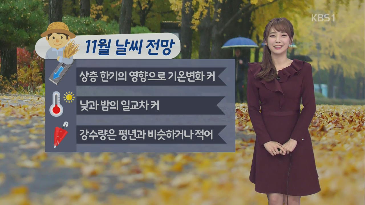 [날씨와 생활정보] 11월 날씨 전망…일교차 커