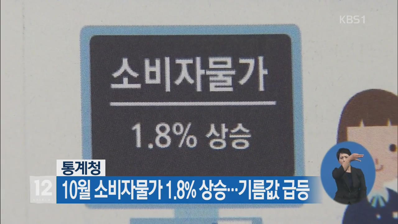 10월 소비자 물가 1.8% 상승…기름값 급등