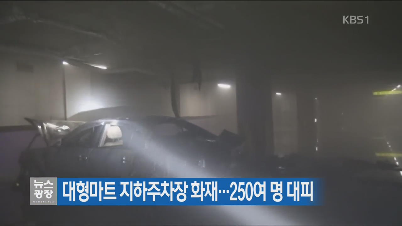 대형마트 지하주차장 화재…250여 명 대피