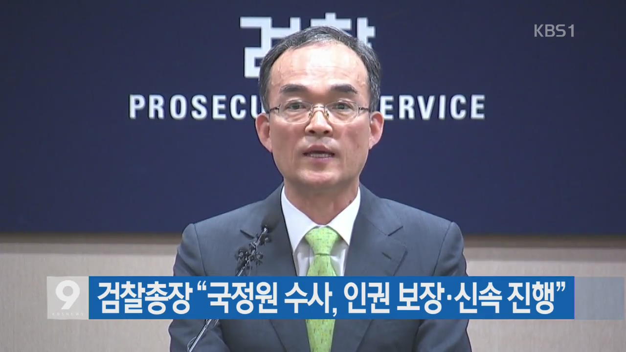 검찰총장 “국정원 수사, 인권 보장·신속 진행”