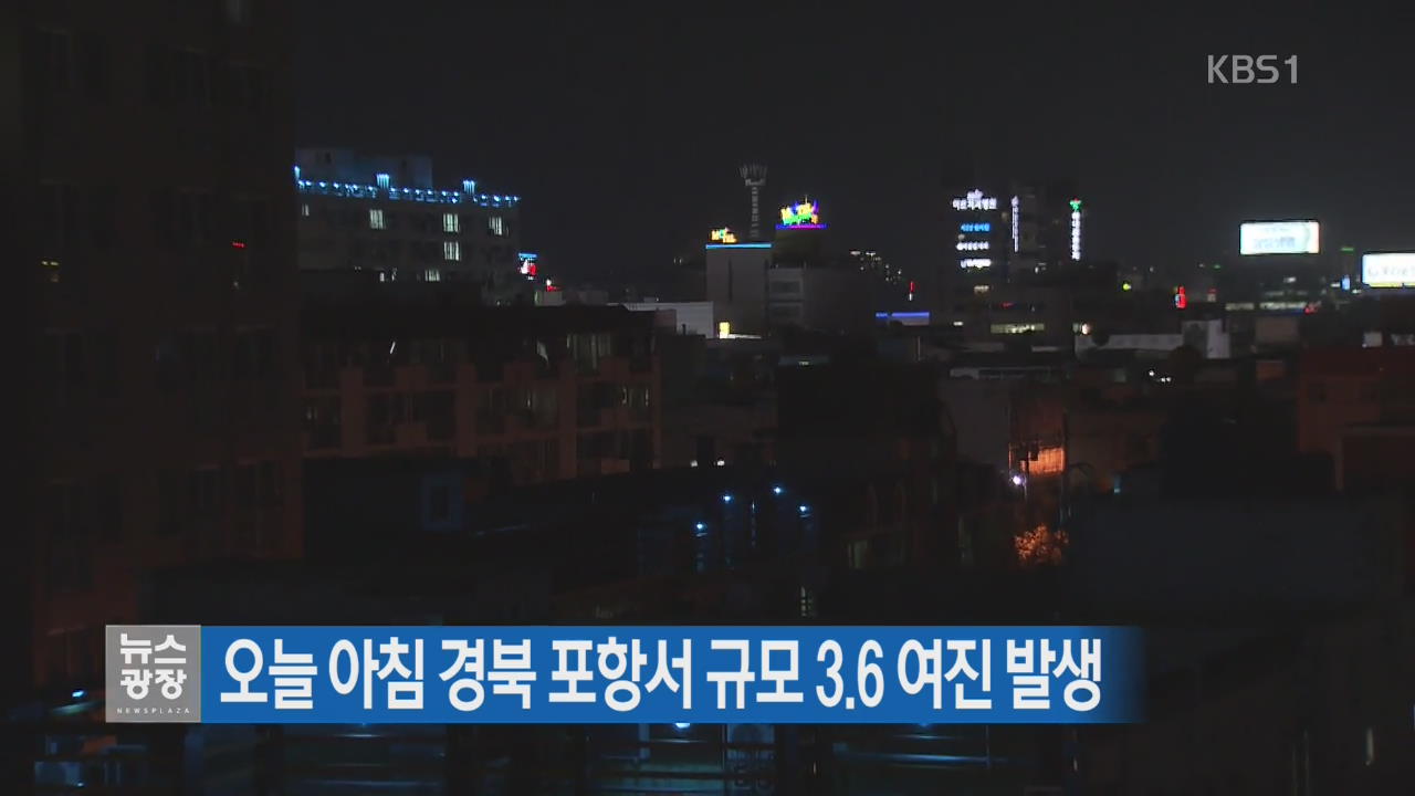 오늘 아침 경북 포항서 규모 3.6 여진 발생
