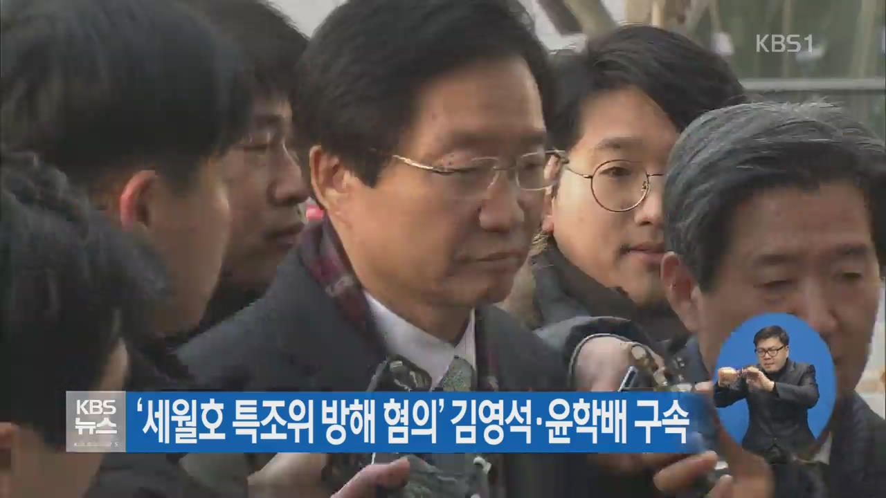 ‘세월호 특조위 방해 혐의’ 김영석·윤학배 구속