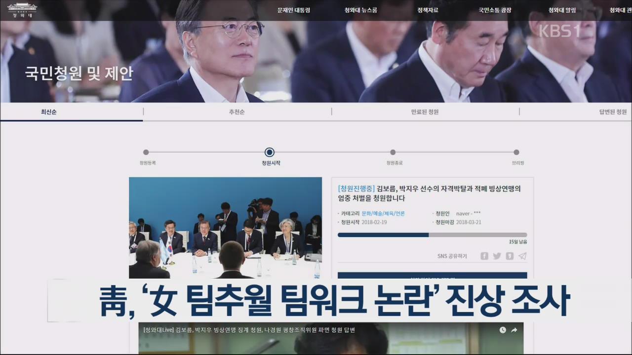 靑, ‘女 팀추월 팀워크 논란’ 진상 조사