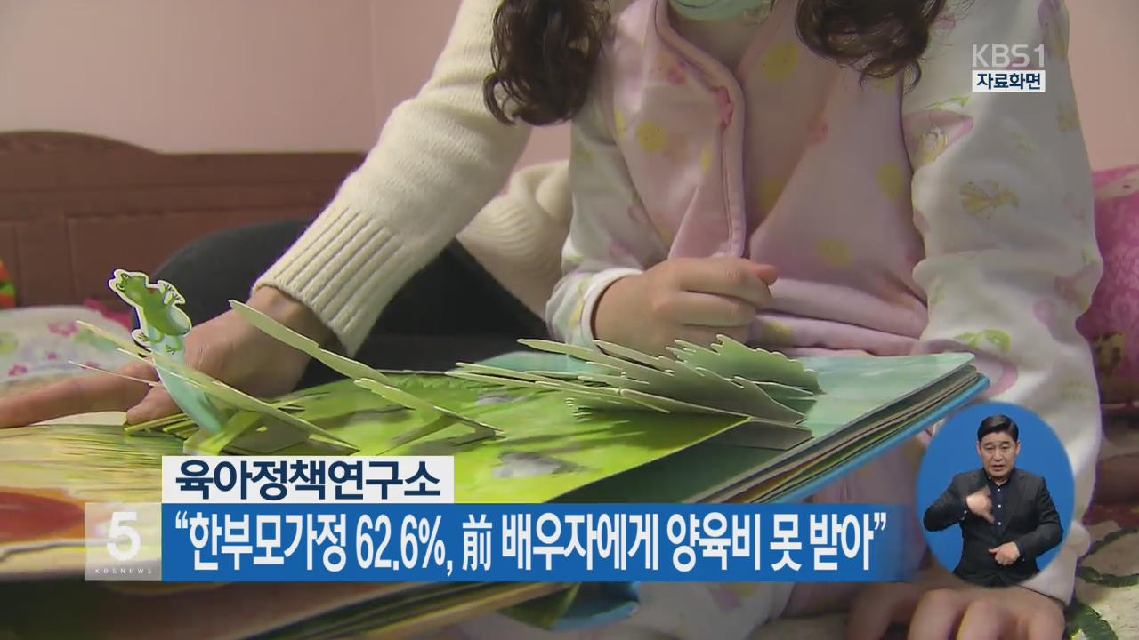 “한부모가정 62.6%, 前 배우자에게 양육비 못 받아”