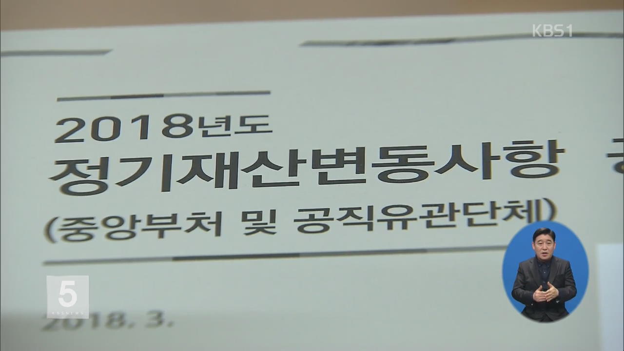 고위공직자 평균 재산 13억 4천여만 원…74% 증가