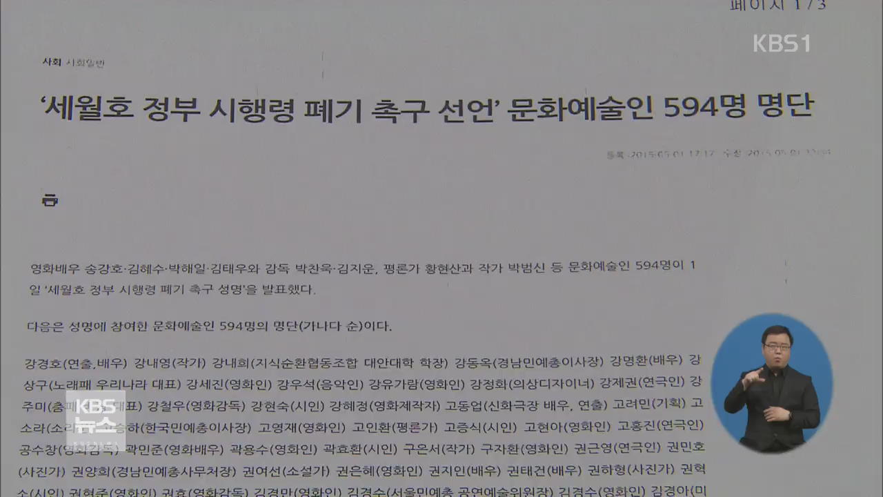 ‘한불 문화교류’ 블랙리스트 종합판…시국선언 인사 불이익