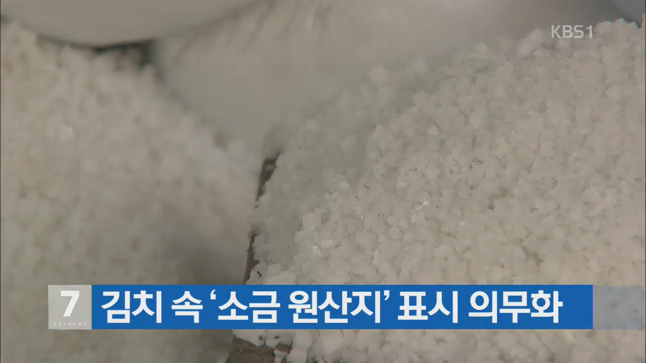 김치 속 ‘소금 원산지’ 표시 의무화