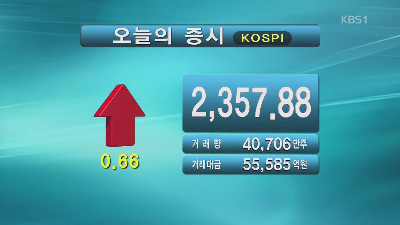 코스피 2,357.88 코스닥 836.00