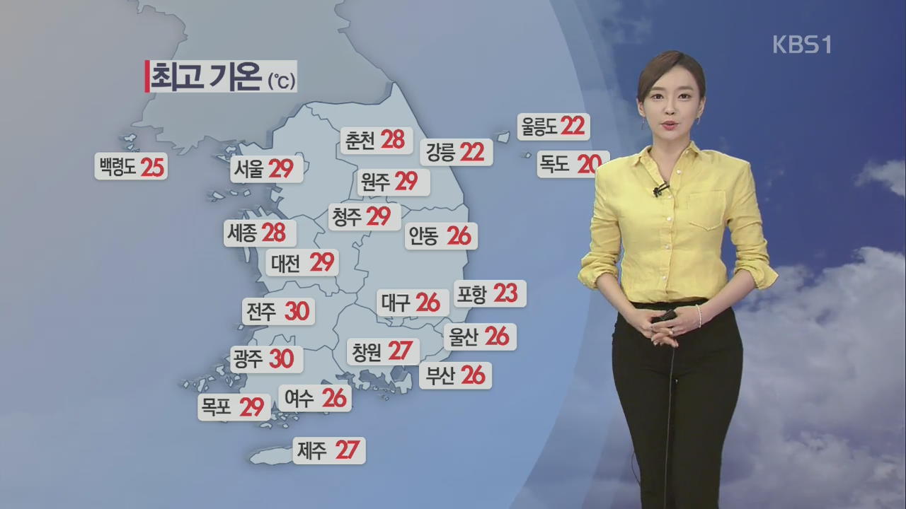 [날씨] 오후부터 곳곳 소나기, 동해안 비…낮 서울 29도·대구 26도