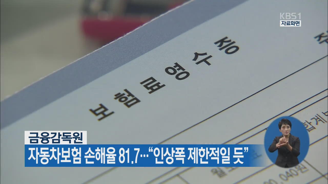 자동차보험 손해율 81.7…금감원 “인상폭 제한적일 듯”