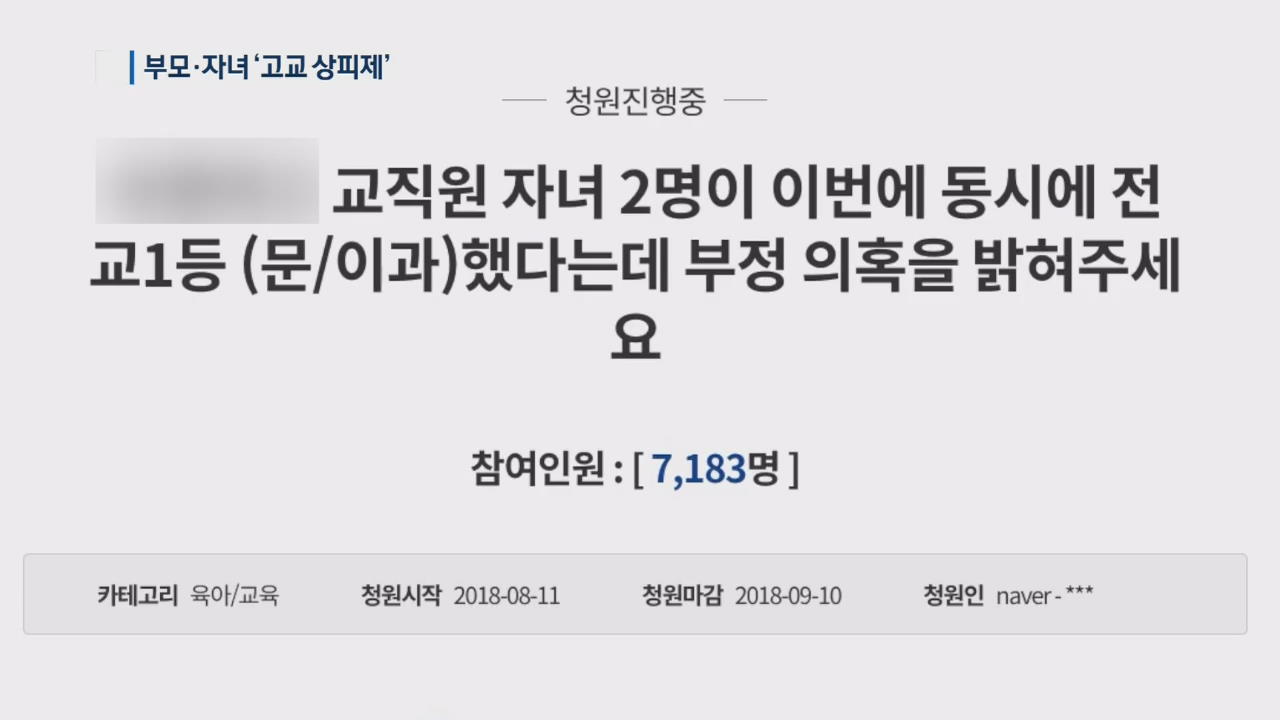 내신 관리 잇단 의혹…부모·자녀 ‘고교 상피제’ 도입