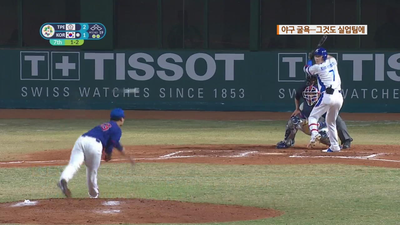 한국, 타이완 ‘실업 야구’에 1대2 충격패
