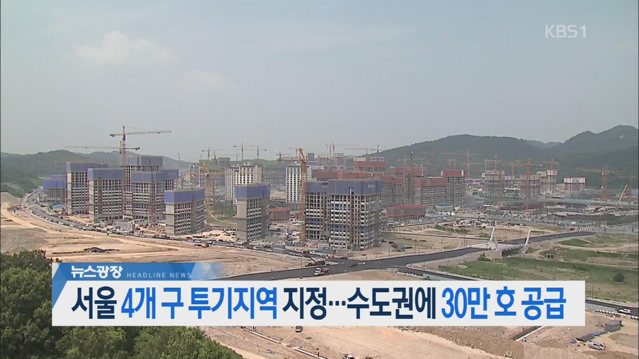 [오늘의 주요뉴스] 서울 4개 구 투기지역 지정…수도권에 30만 호 공급 외