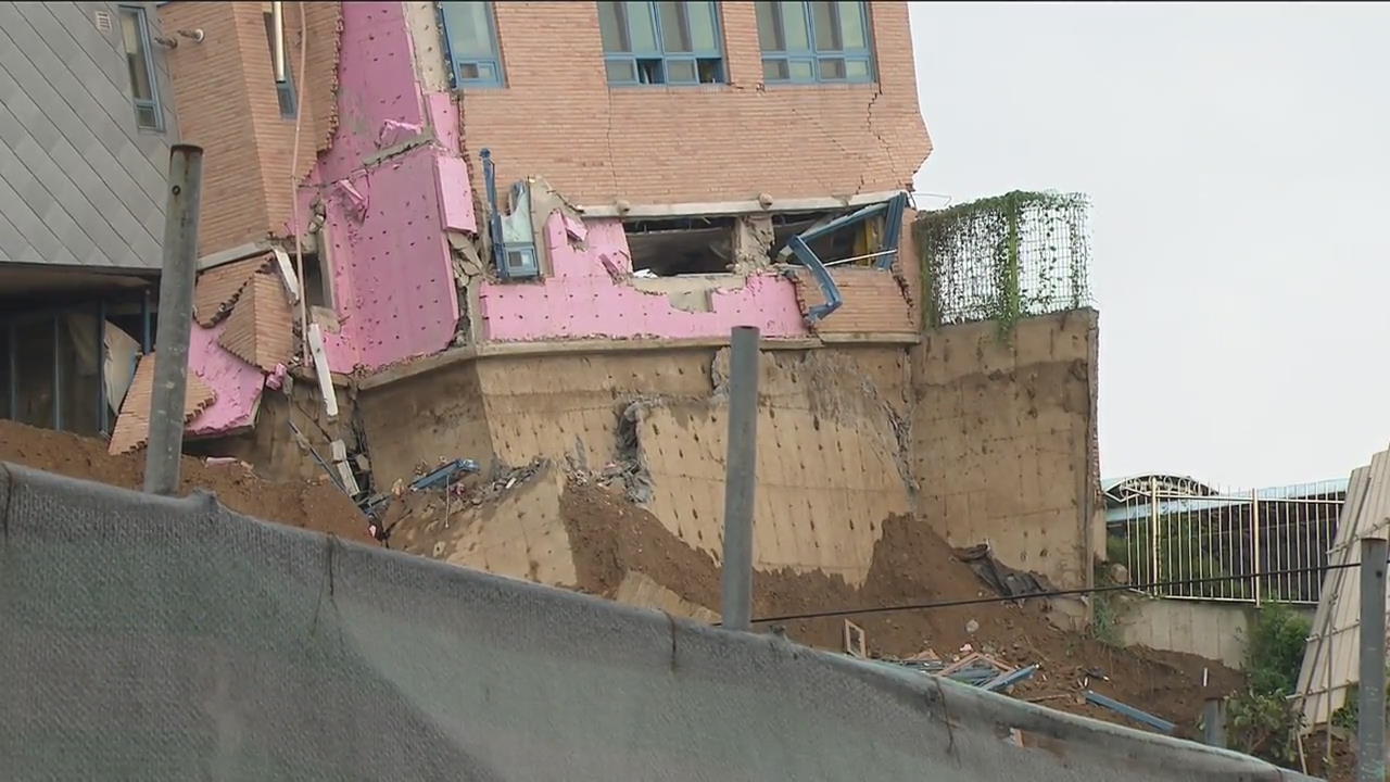 서울 상도동 공사장 ‘땅꺼짐’…인근 유치원 건물 붕괴 우려