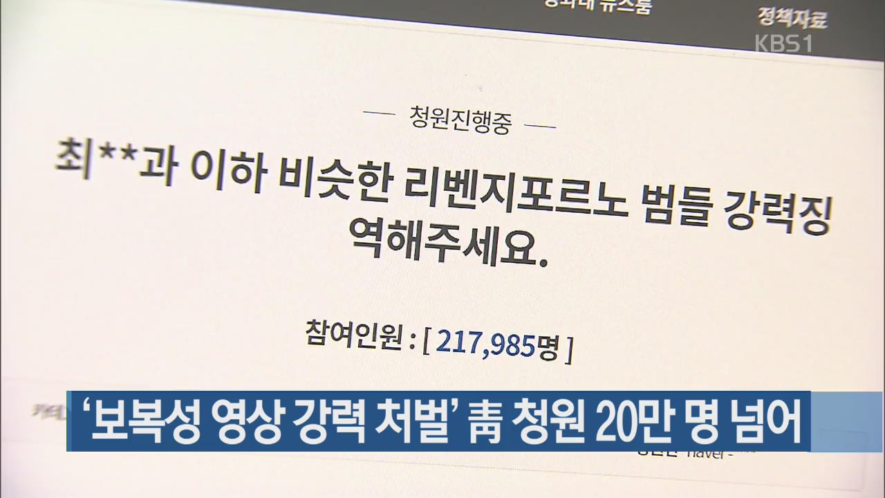 ‘보복성 영상 강력 처벌’ 靑 청원 20만 명 넘어