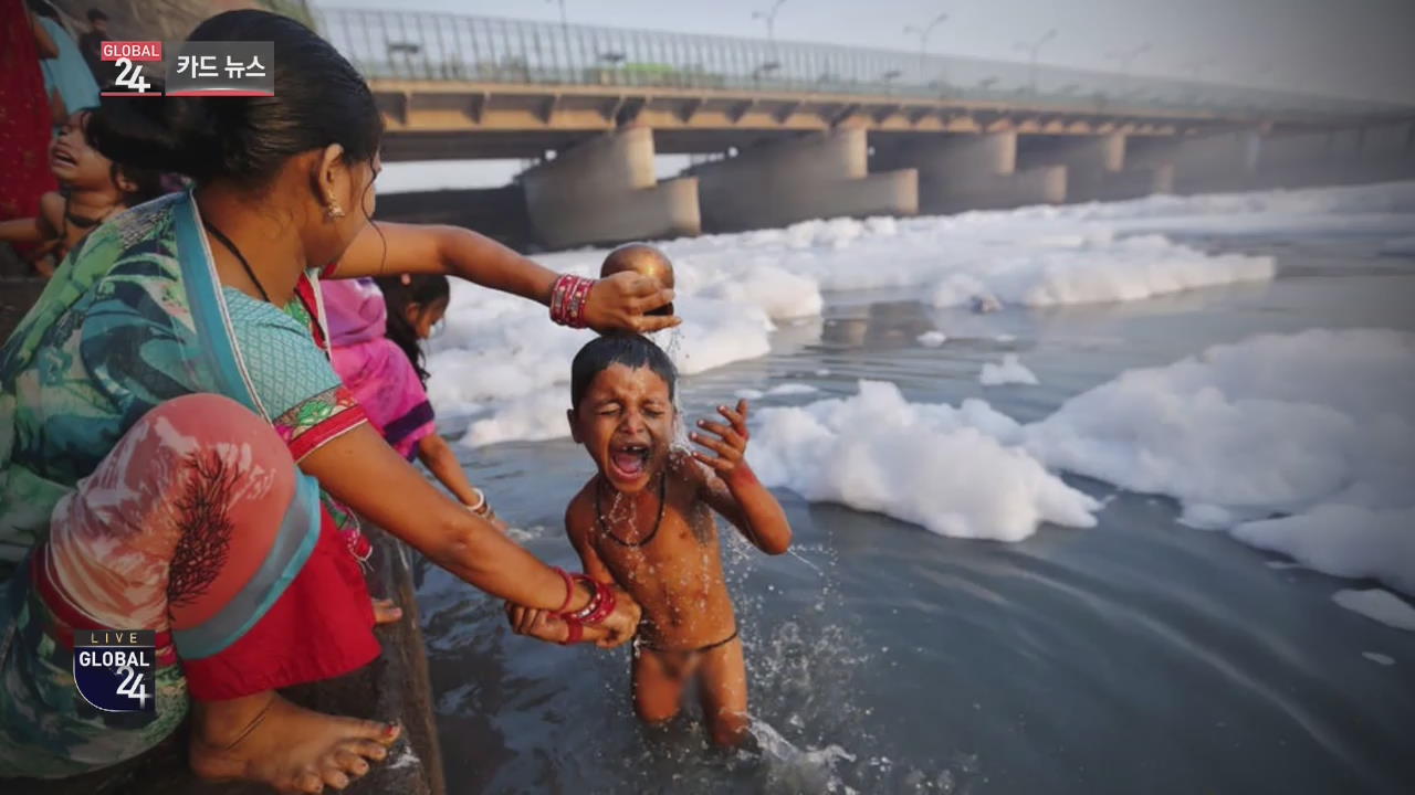 [글로벌24 카드뉴스] 인도 야무나강 주변 공장서 유입된 폐수