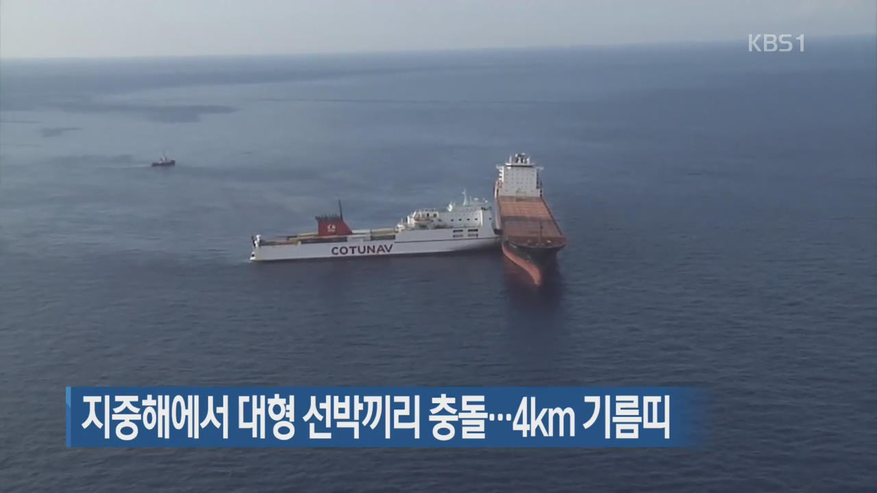 [지금 세계는] 지중해에서 대형 선박끼리 충돌…4km 기름띠