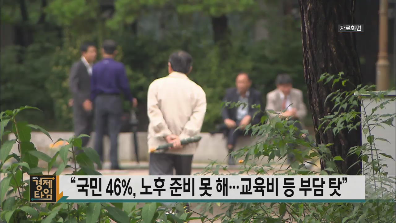 “국민 46%, 노후 준비 못 해…교육비 등 부담 탓”