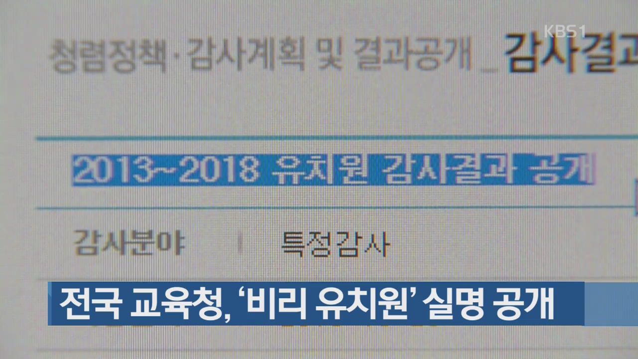 전국 교육청, ‘비리 유치원’ 실명 공개