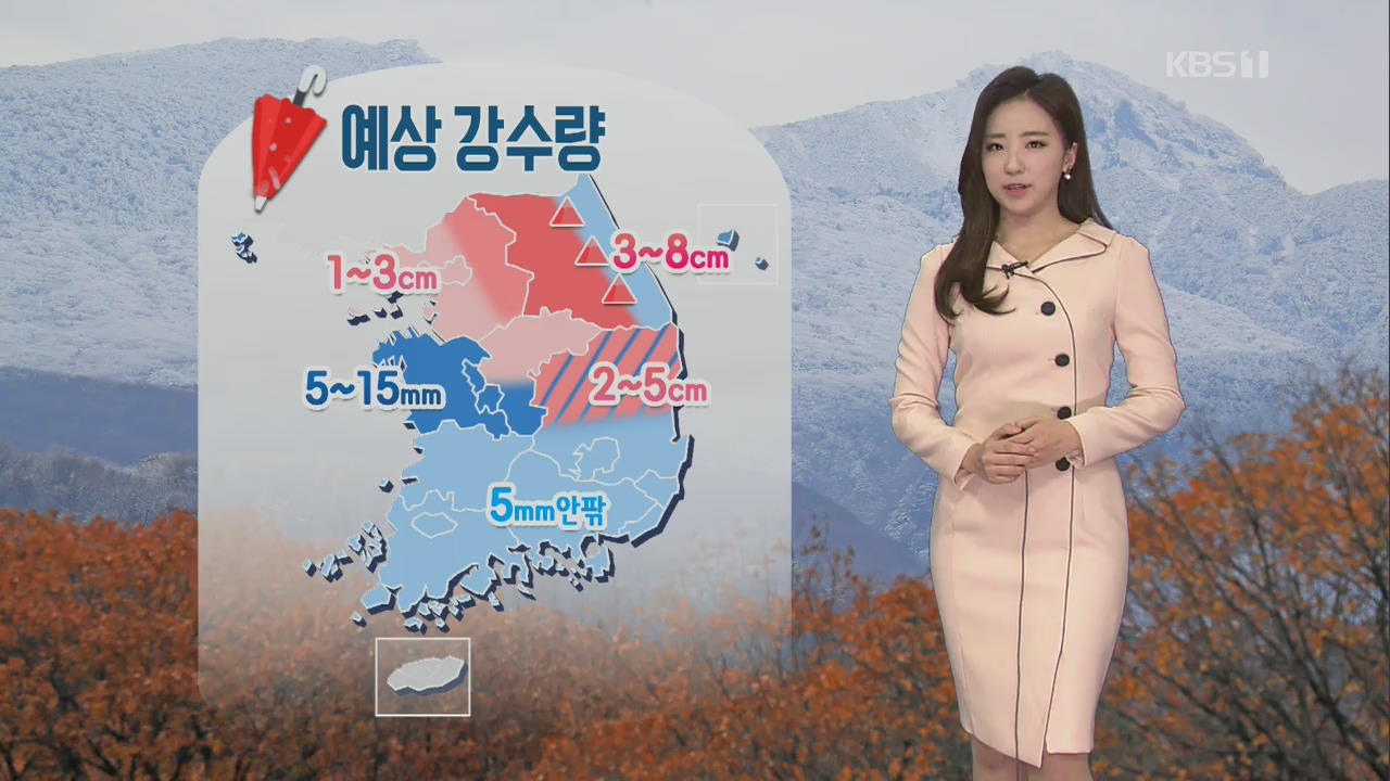 [날씨] 오늘 전국 비·눈…강원 최고 8cm, 서울 1~3cm 눈 예상