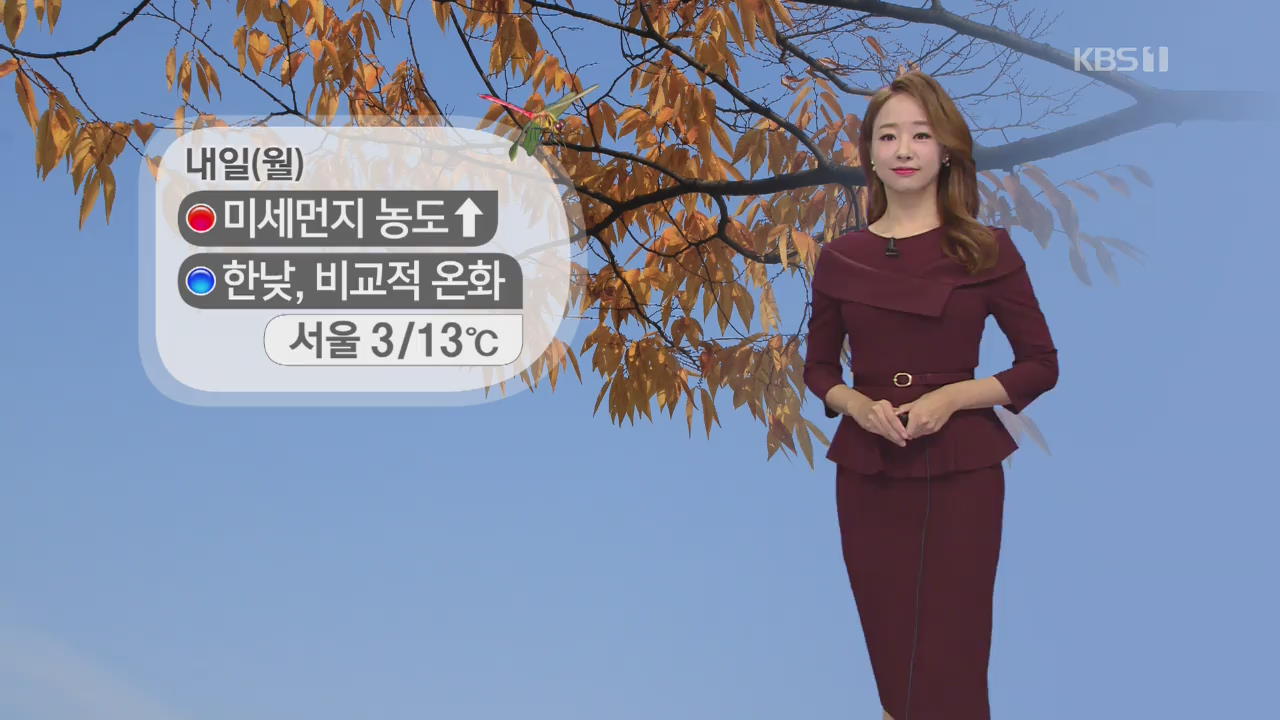[날씨] 내일 미세먼지 농도↑…한낮 비교적 ‘온화’